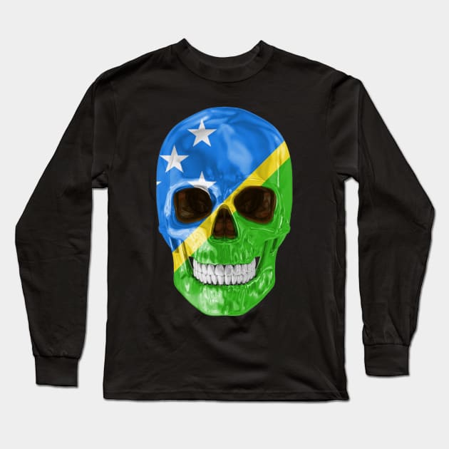 Solomon Islands Flag Skull - Gift for Solomon Islanders With Roots From Solomon Islands Long Sleeve T-Shirt by Country Flags